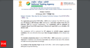 Explore essential insights on the CUET PG exam schedule for 2025, including key dates, subject details, and tips for candidates. Image Courtesy (static.toiimg.com)
