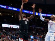 Houston Rockets Show Grit in Narrow Loss to Thunder – March 2025 Clash The Houston Rockets battled valiantly against the Thunder, showcasing young talent despite key injuries, ultimately losing 137-128. Image courtesy (cdn.vox-cdn.com)