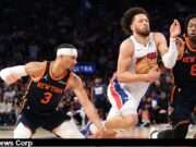 Cade Cunningham leads the Pistons to victory over the Knicks in Game 2, breaking a long playoff losing streak and showcasing his talent. Image courtesy (jb-optimus.s3.ap-south-1.amazonaws.com)