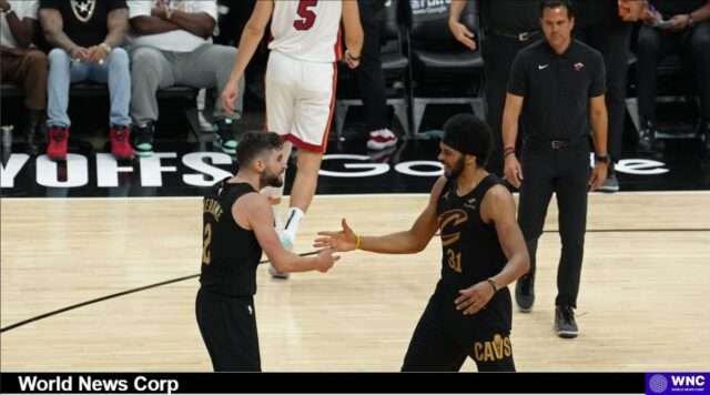 Cleveland Cavaliers Dominate Miami Heat: A Historic Playoff Sweep Cleveland Cavaliers sweep Miami Heat in historic playoff win, showcasing dominance in both offense and defense. Image courtesy (jb-optimus.s3.ap-south-1.amazonaws.com)