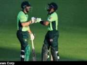 Michael Bracewell leads New Zealand to a competitive total in a rain-shortened ODI against Pakistan, showcasing resilience and teamwork. Image courtesy (c.ndtvimg.com)